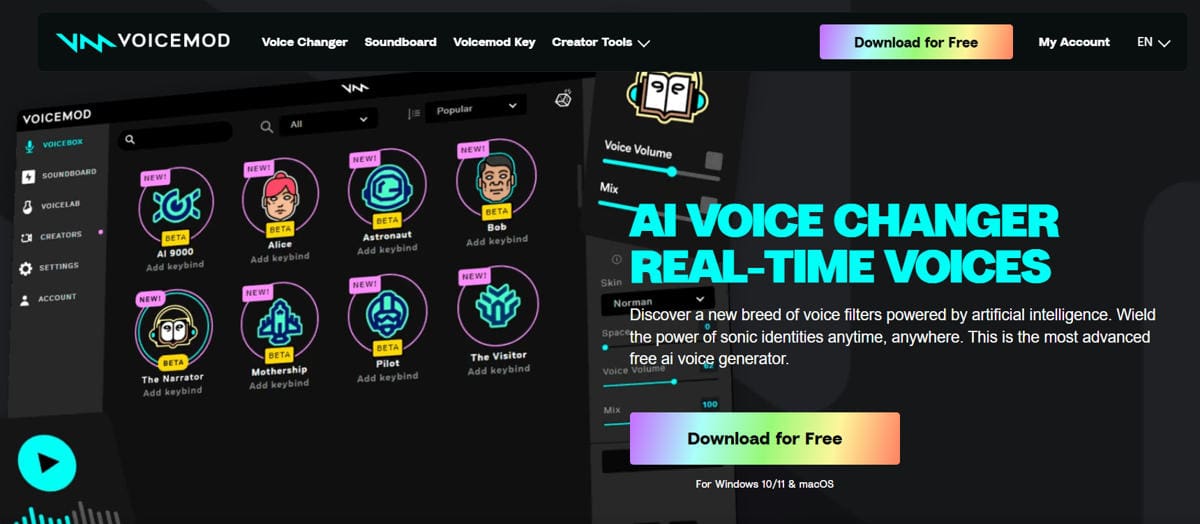 ساخت موسیقی و صدا-Voicemod AI